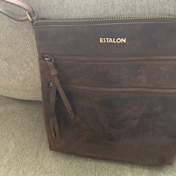 ESTALON Leather Crossbody Purse for Women -Brown - Picture 4 of 4